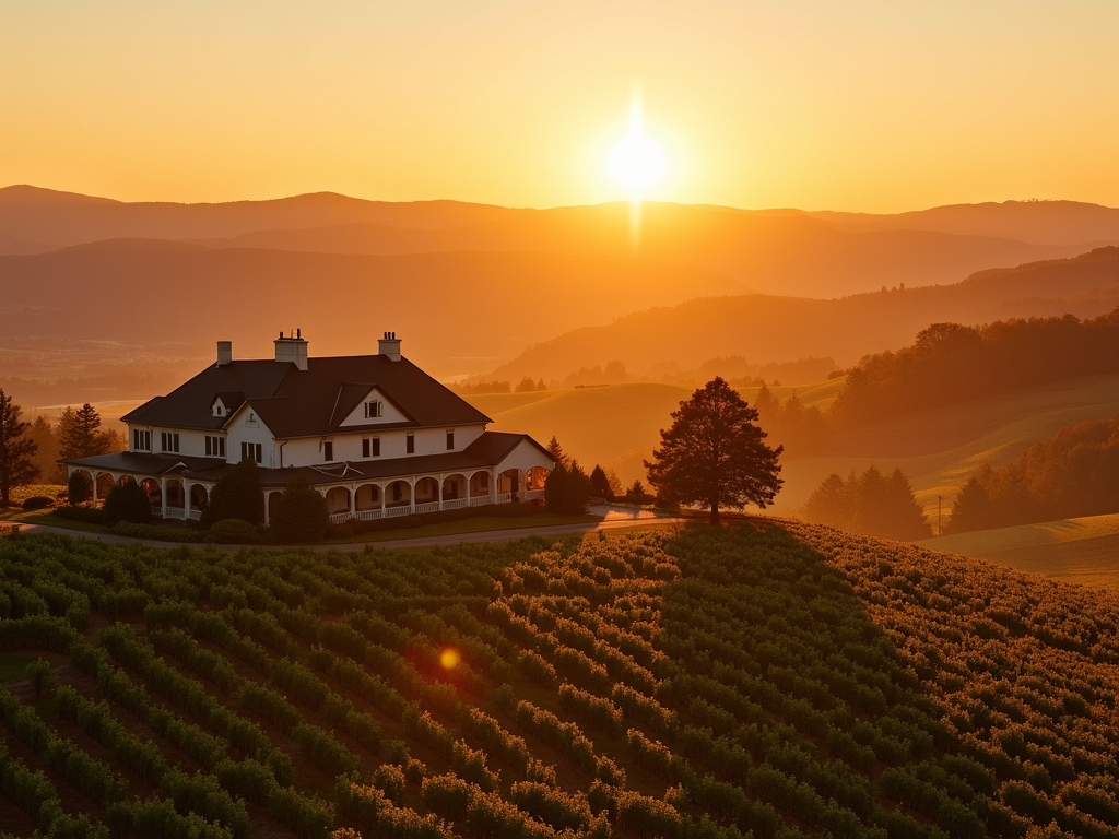 Sunset over Beringer estate with Rhine House