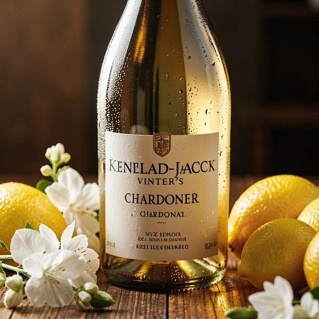 Bottle of Kendall-Jackson Vintner's Reserve Chardonnay ready to pour