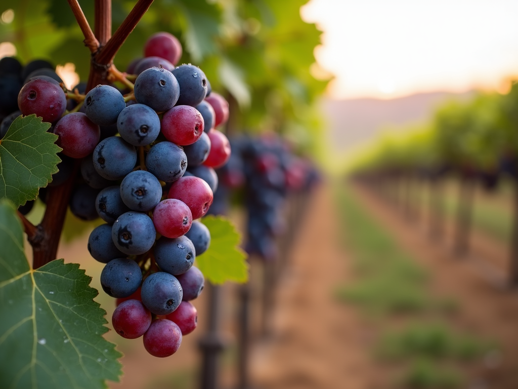Grenache grapes on the vine