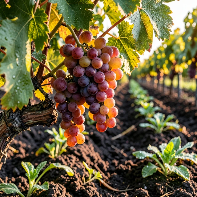 Regenerative vineyard with cover crops improving soil health