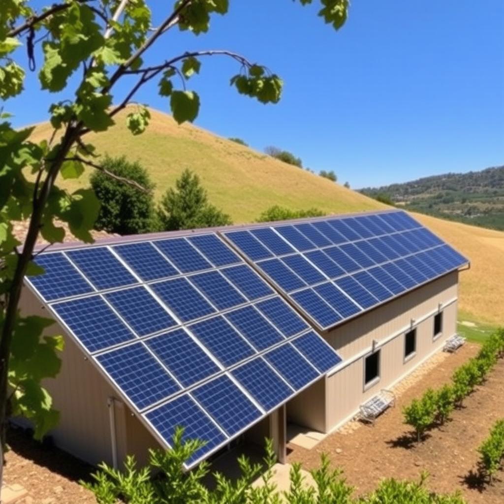 A winery in Napa Valley with solar panels.