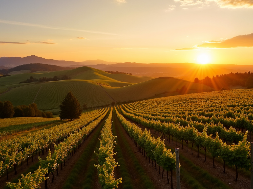 Beringer vineyards at golden hour.