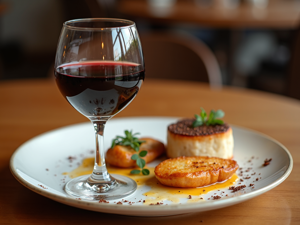 Wine glass and finished meal.