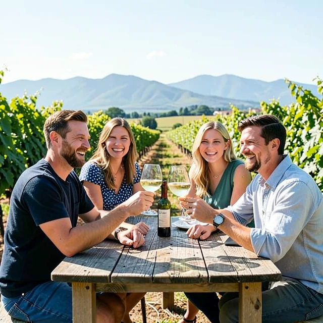Visitors tasting Jackson Family Wines white wines at a vineyard