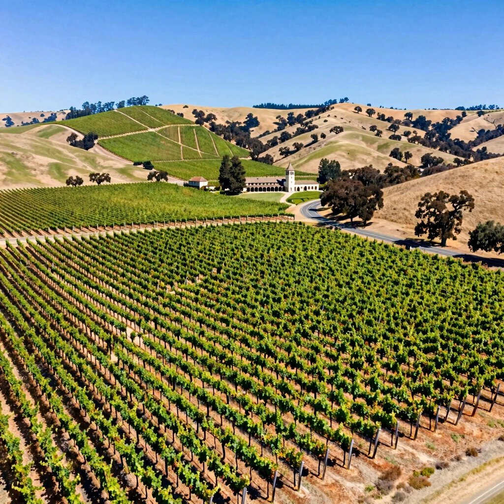 Aerial panorama of Jackson Family Wines' Sonoma County vineyards