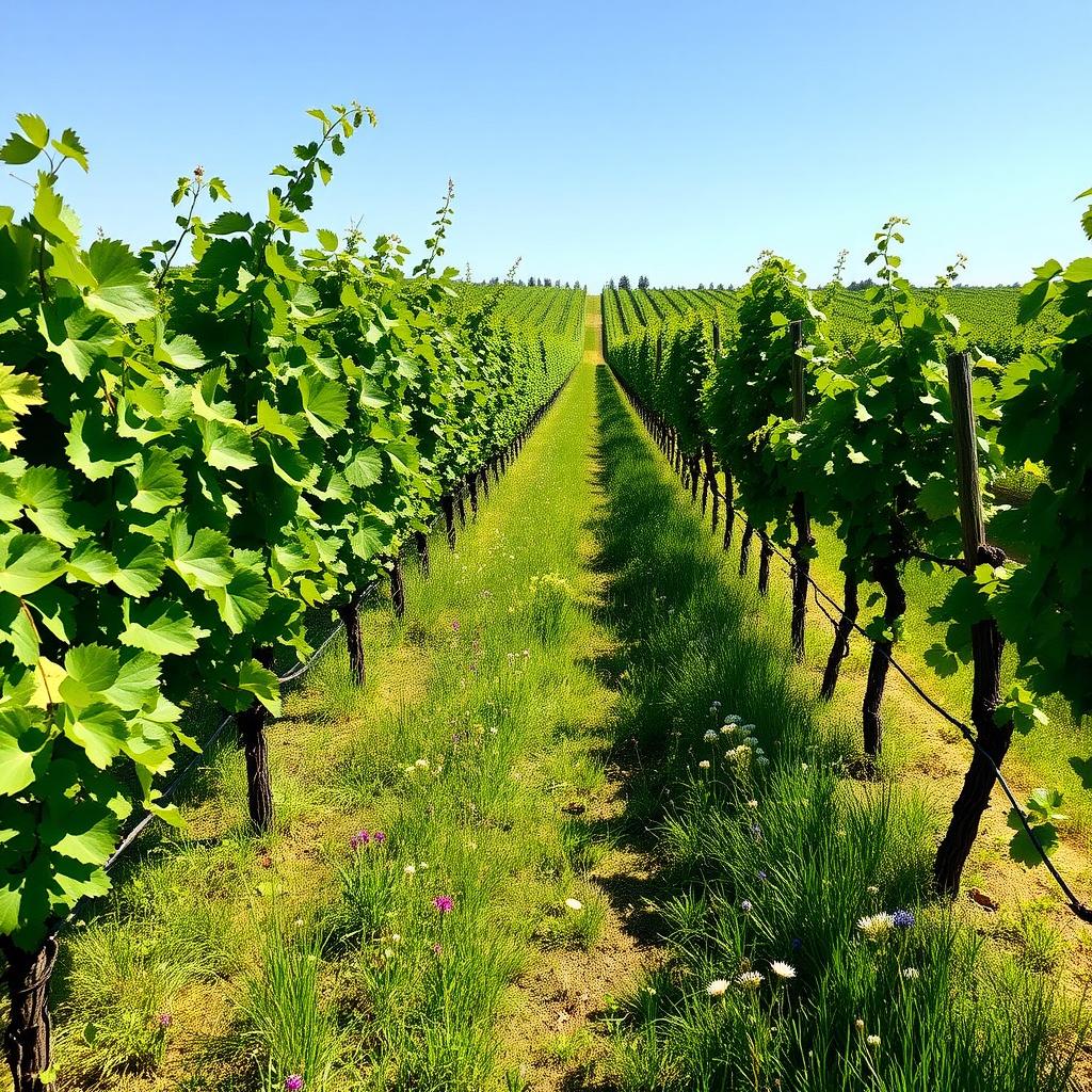 Sustainable vineyard with wildflowers
