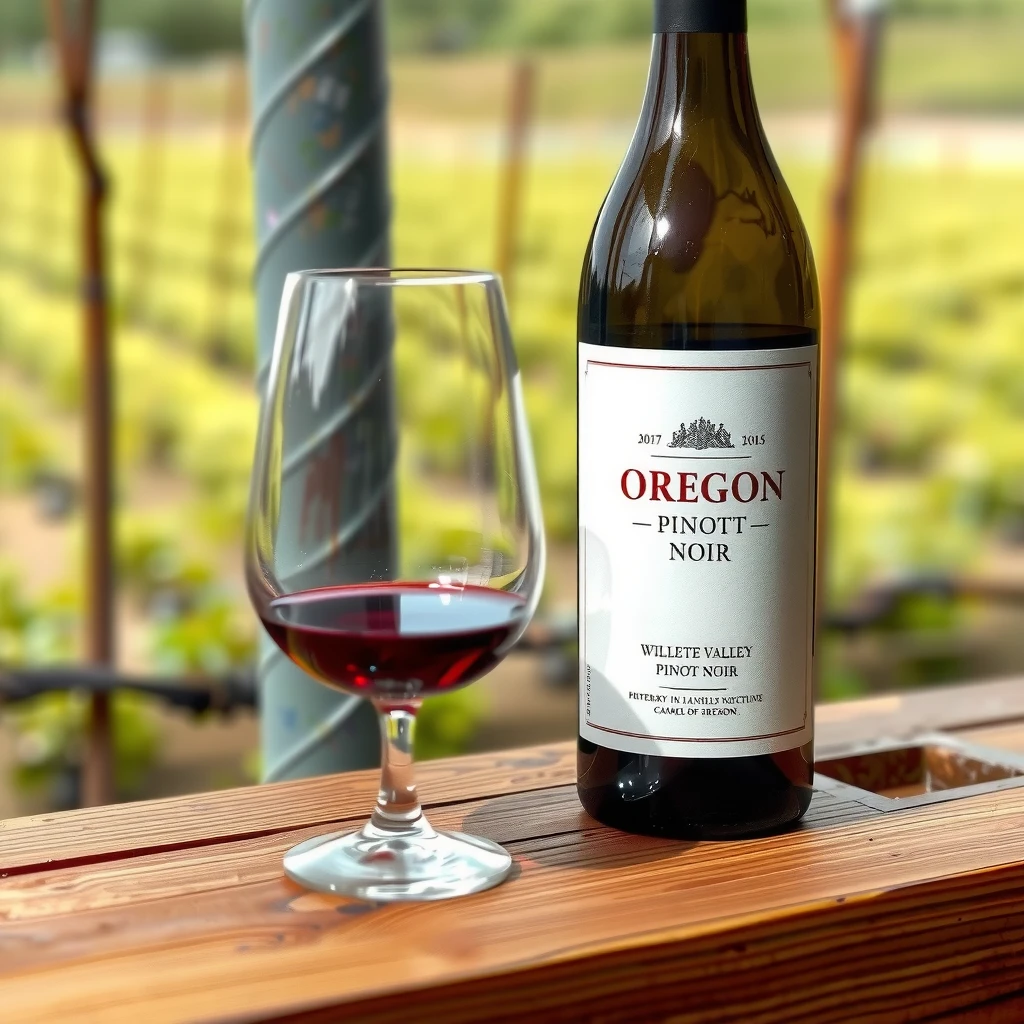 Bottle and glass of Oregon Pinot Noir