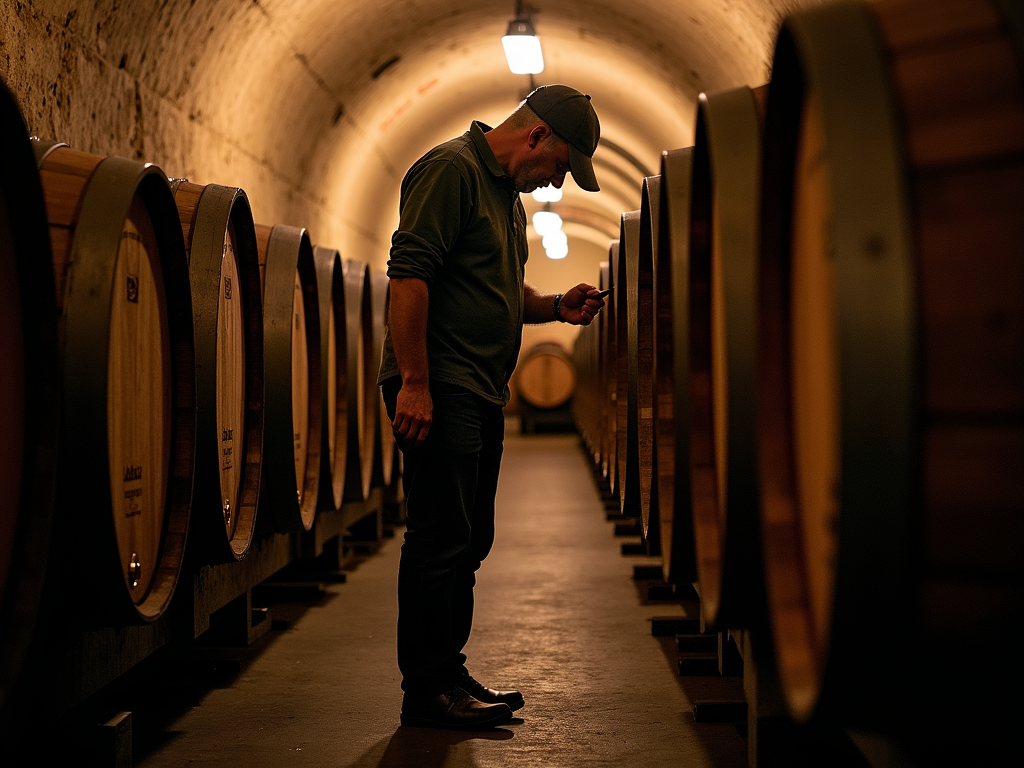 Winemaker in Beringer's aging caves