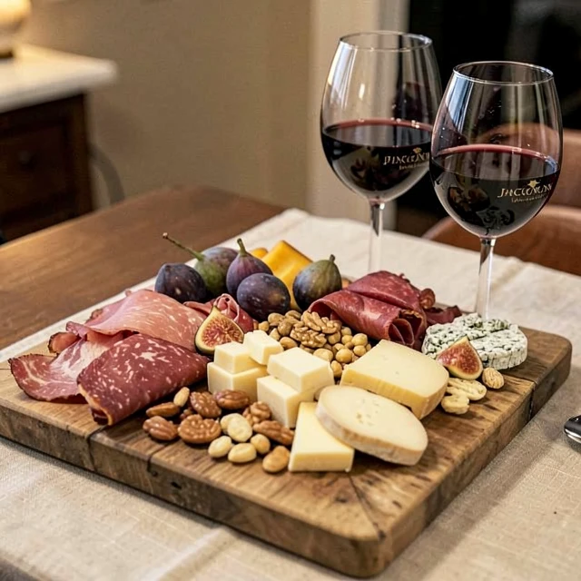 Charcuterie board with La Crema Pinot Noir