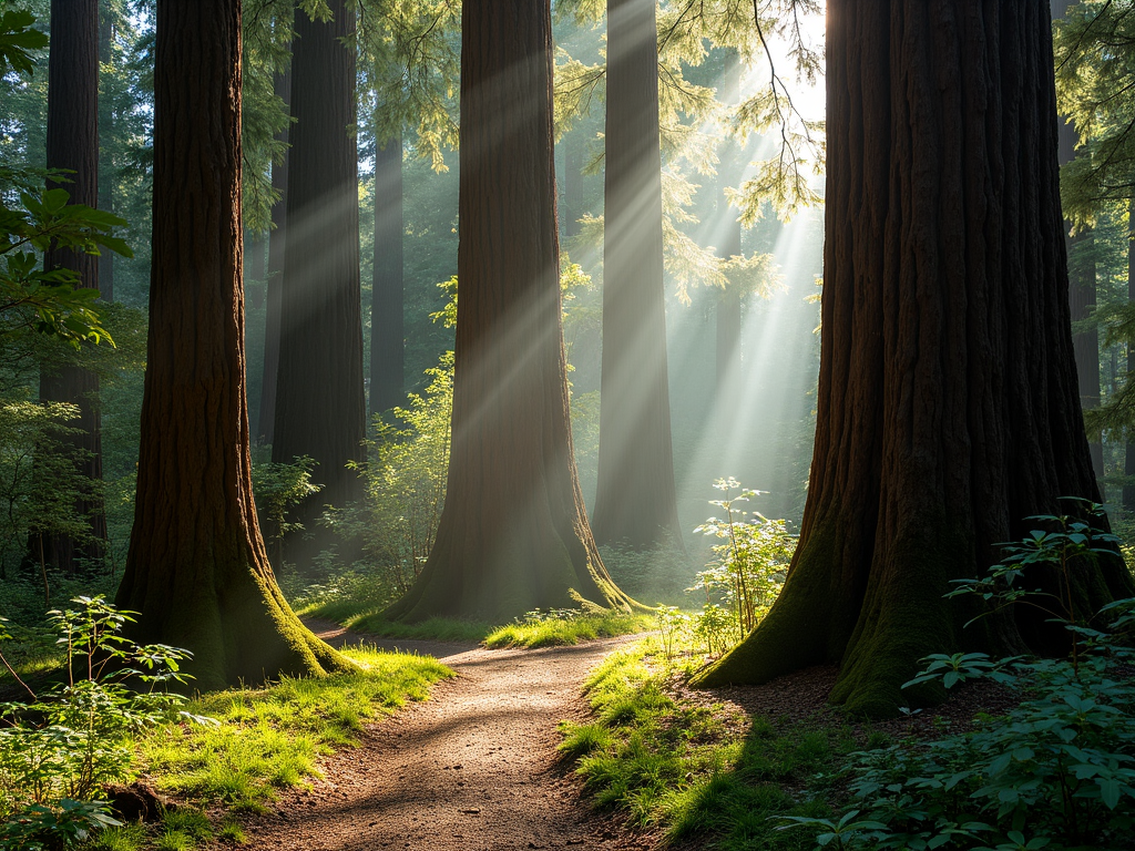 Majestic redwoods in Armstrong Redwoods State Natural Reserve.