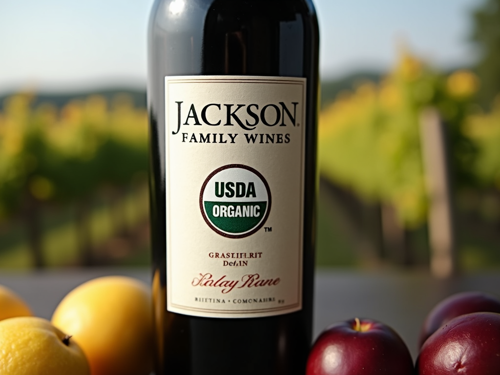 Jackson Family Wines' organic wine bottle with certification
