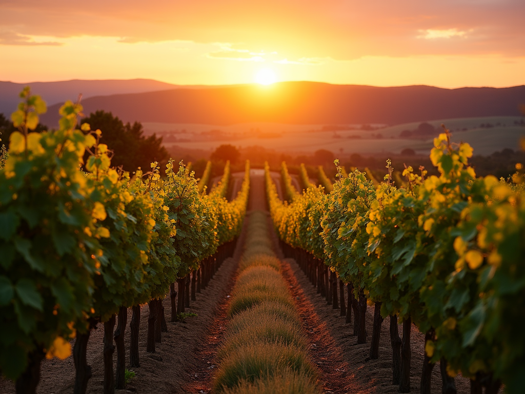 A peaceful vineyard at sunset, highlighting the natural charm of Jackson Family Wines’ organic lands.