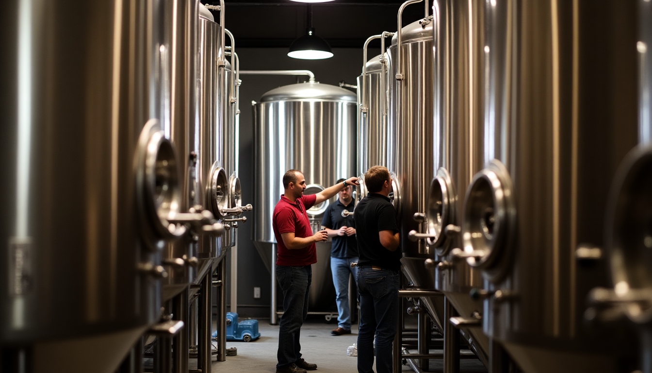 Fermentation tanks in a California winery