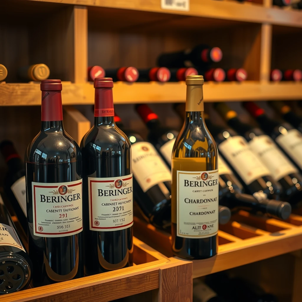Personal wine collection featuring Beringer bottles