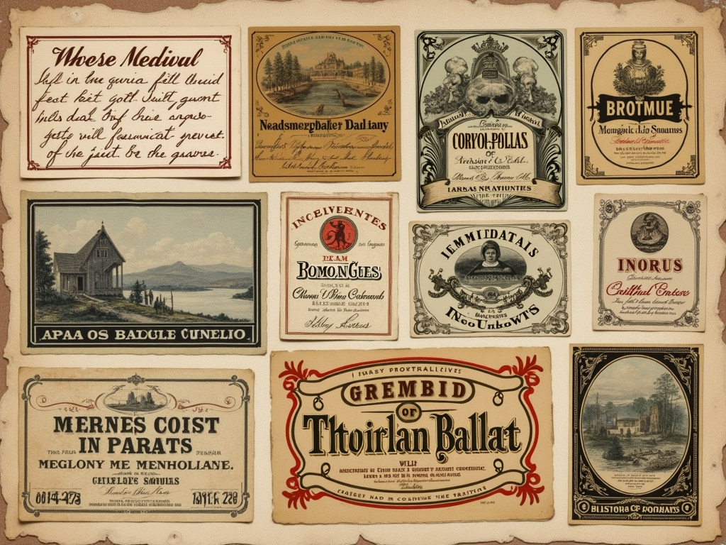 Evolution of wine labels over time.