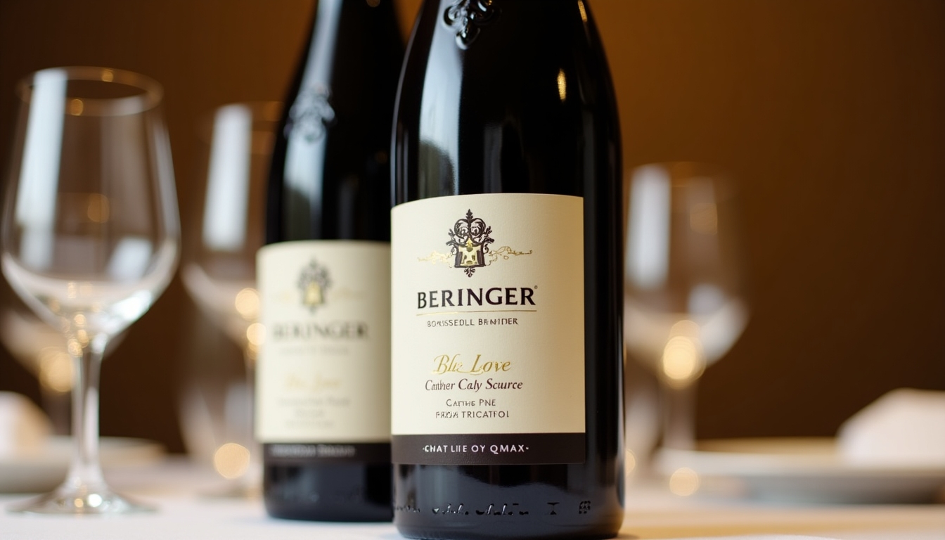 Beringer wine bottles in an elegant display
