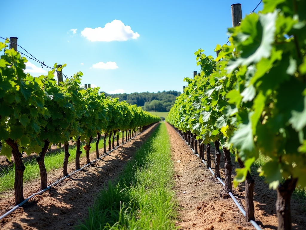 Vineyard with drip irrigation