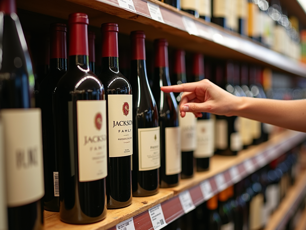 Selecting Jackson Family Wines in a store