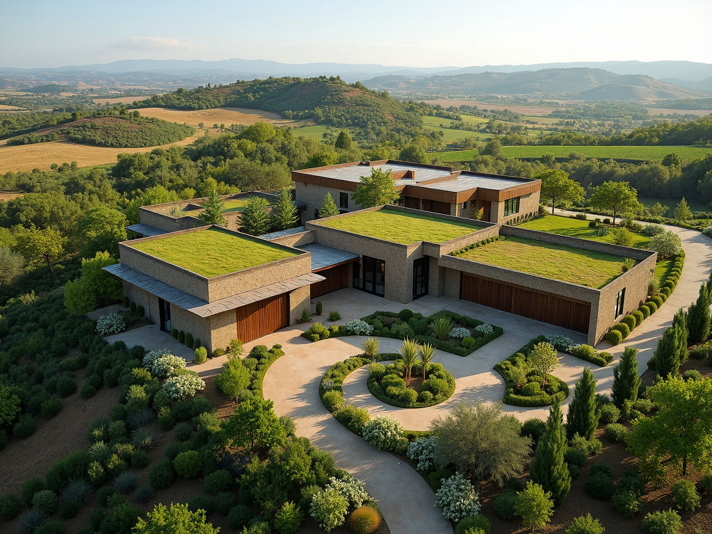 Sustainable winery estate from above