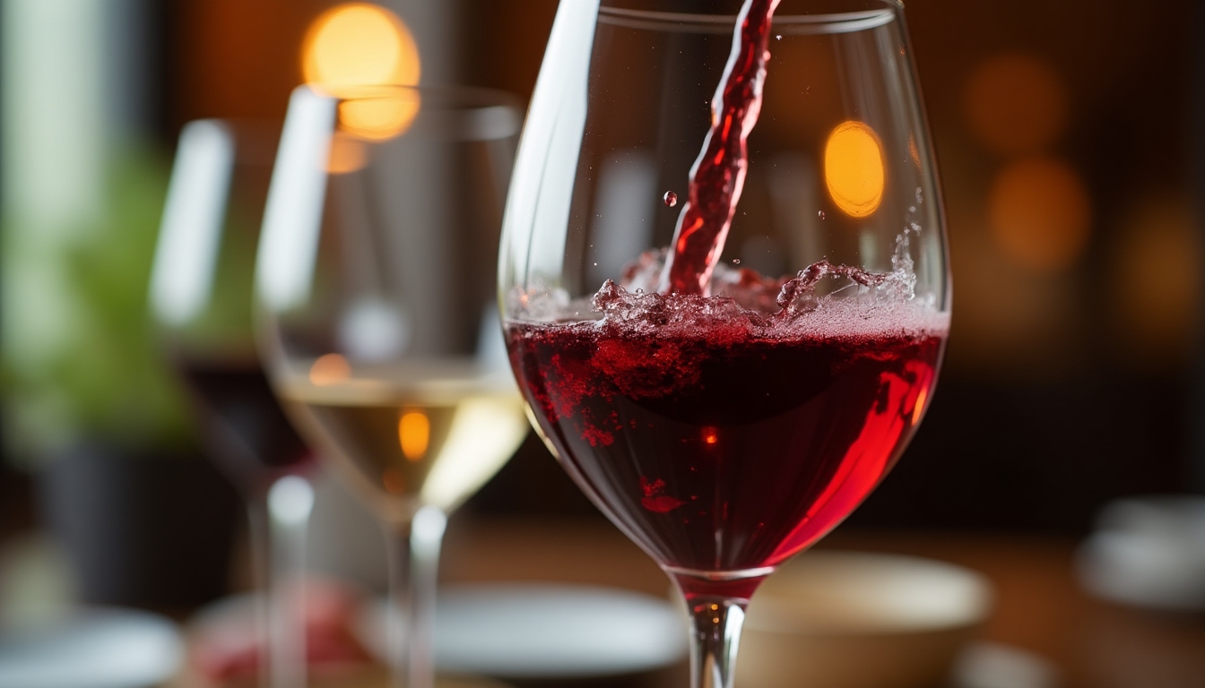 Close-up of a wine glass being swirled to show the wine's color and texture against natural light.