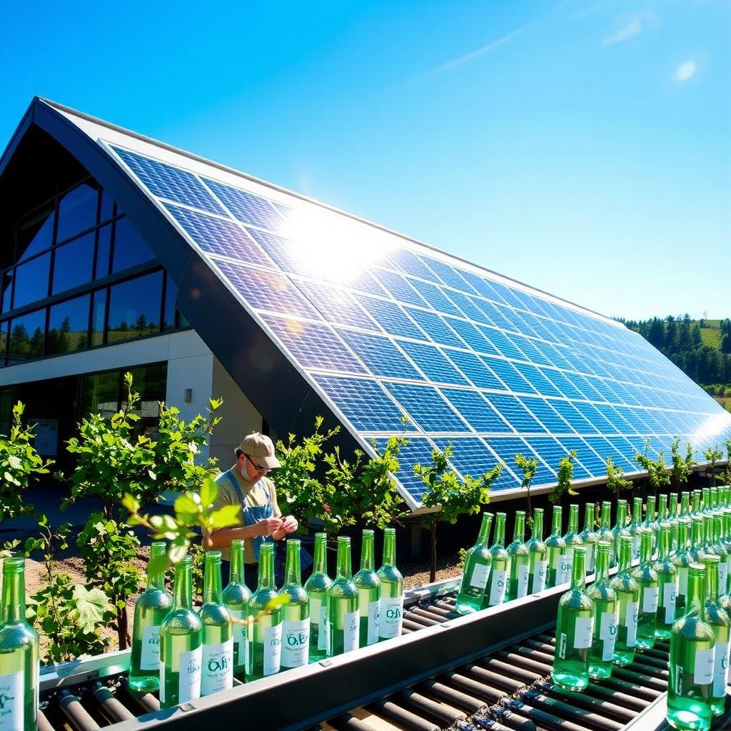 Jackson Family Wines Oakville winery with solar panels and lightweight bottles