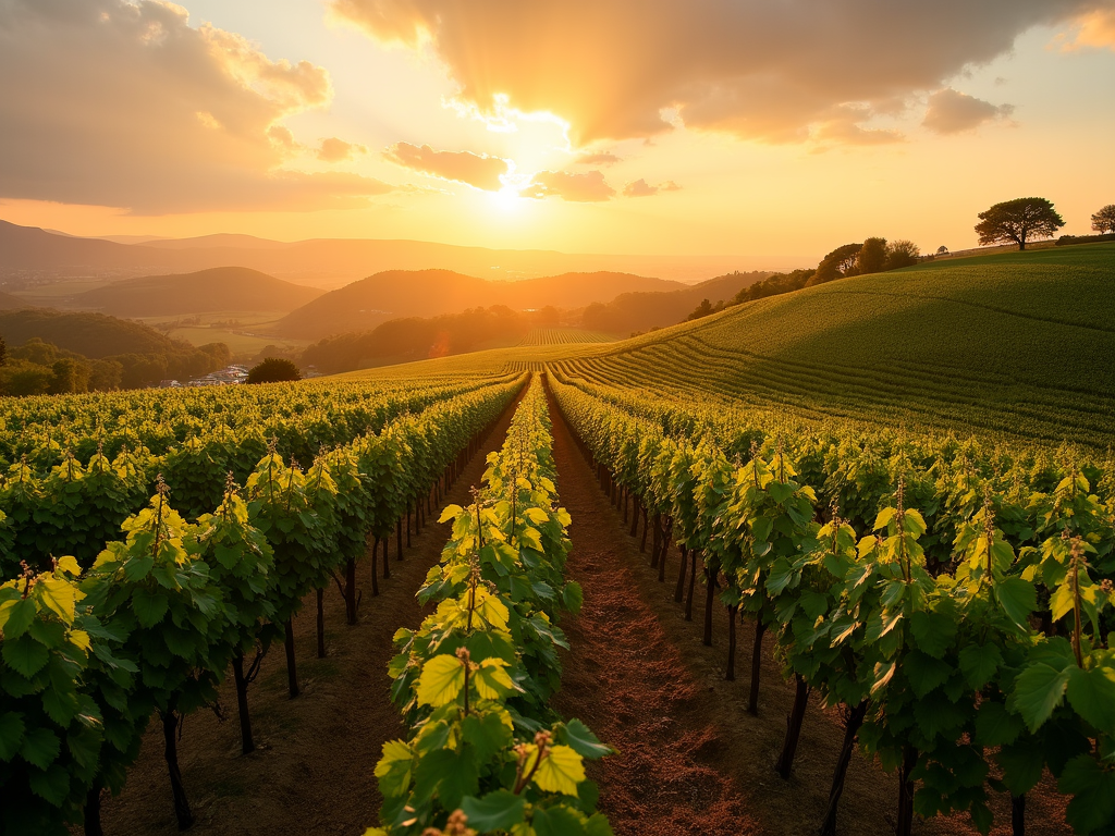 Scenic view of Jackson Family Wines vineyard at sunset