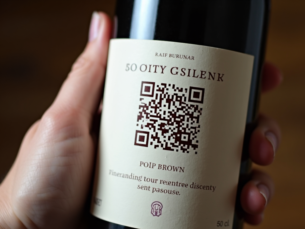 Wine bottle label with QR code