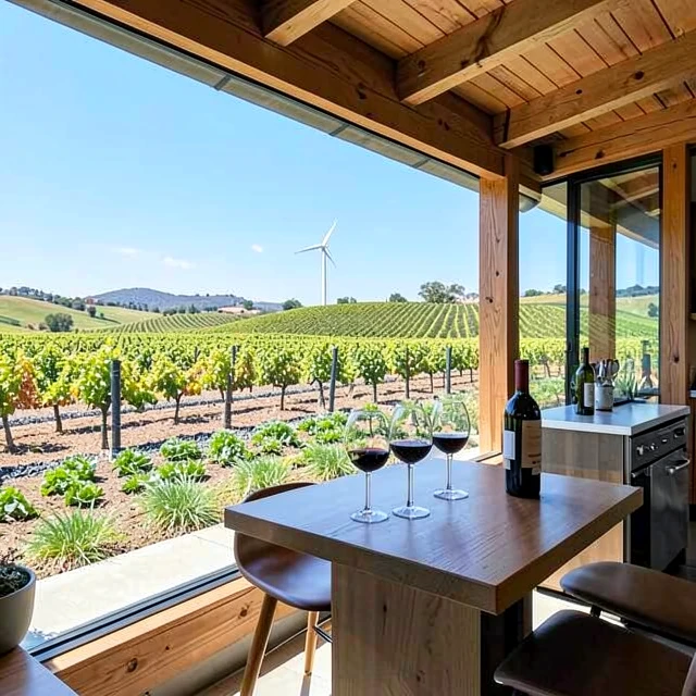 Eco-friendly tasting experience overlooking sustainable vineyards in California