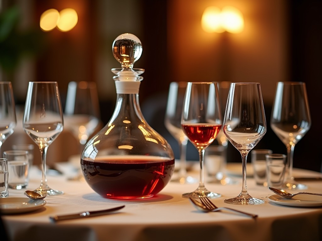 A set table with various wine glasses ready for a tasting session.