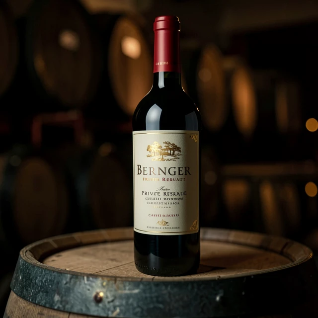 Beringer Private Reserve Cabernet Sauvignon bottle in a historic wine cave