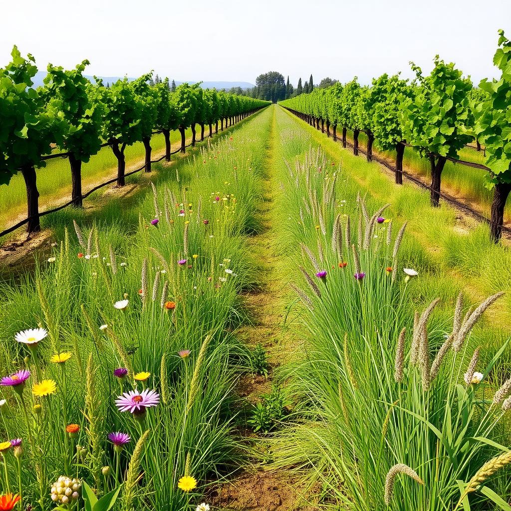 Organic vineyard with cover crops