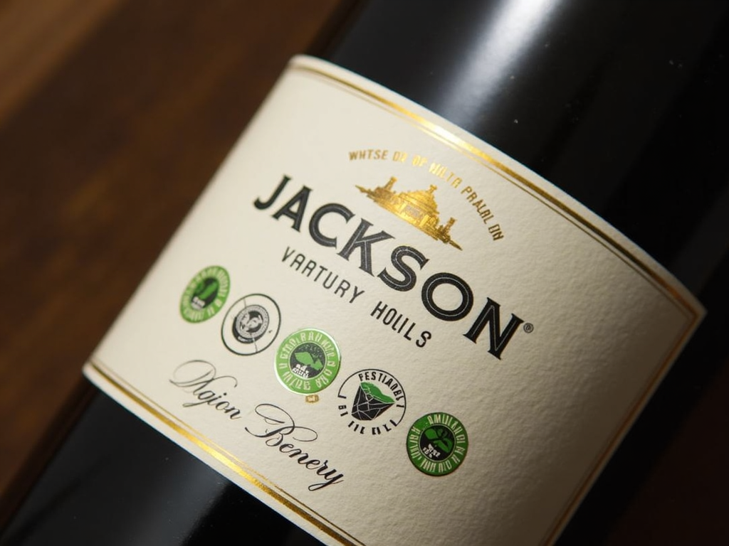 Jackson Family Wines bottle label with sustainability certification