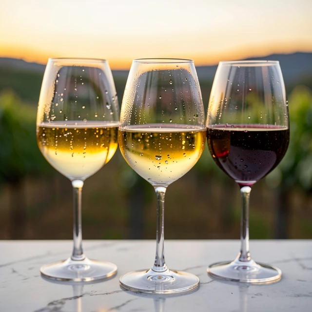 Glasses of white and red wine ready for beginner tasting