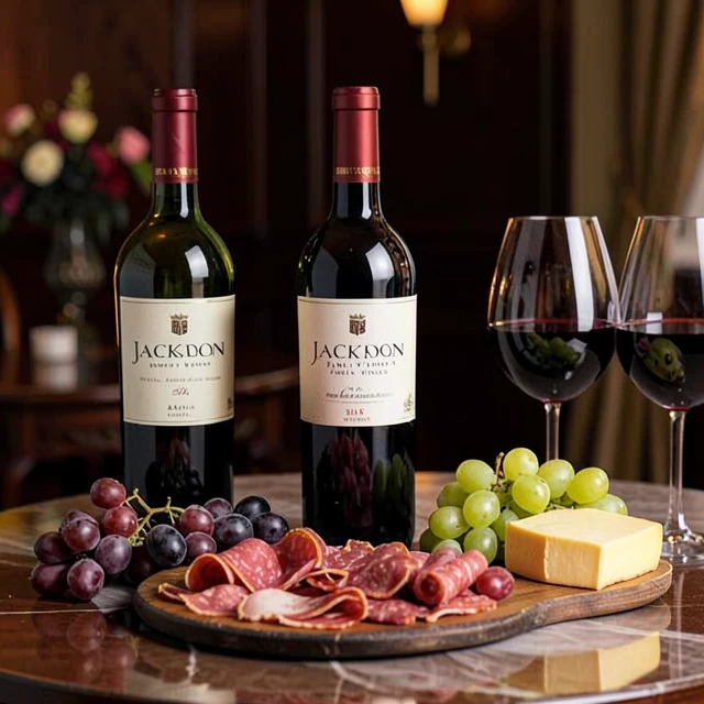 Premium Jackson Family Wines bottle with gourmet food pairing