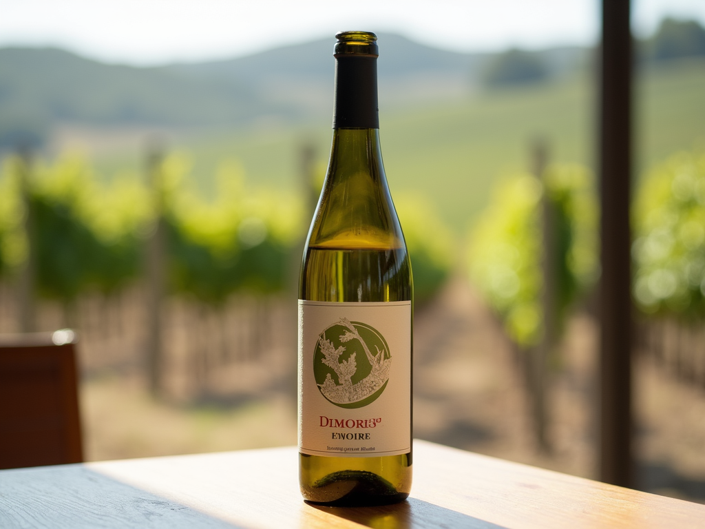 Wine bottle with sustainability label