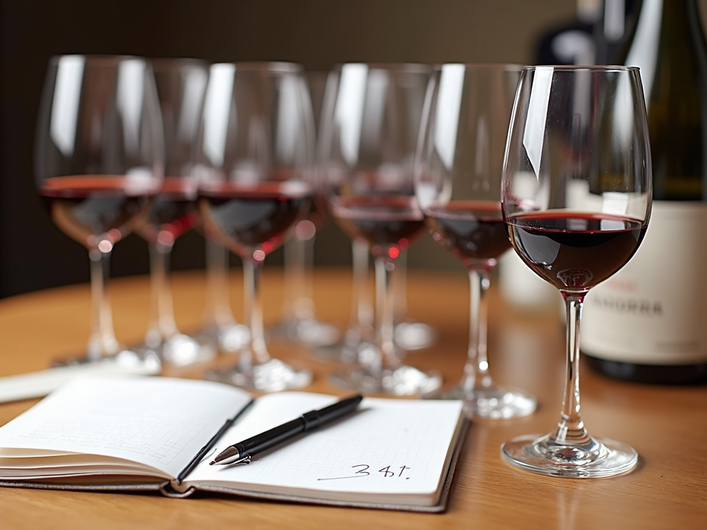 Pinot Noir wine tasting setup