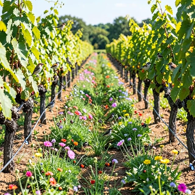 Thriving biodiversity in an organic vineyard with pollinators and beneficial insects among cover crops