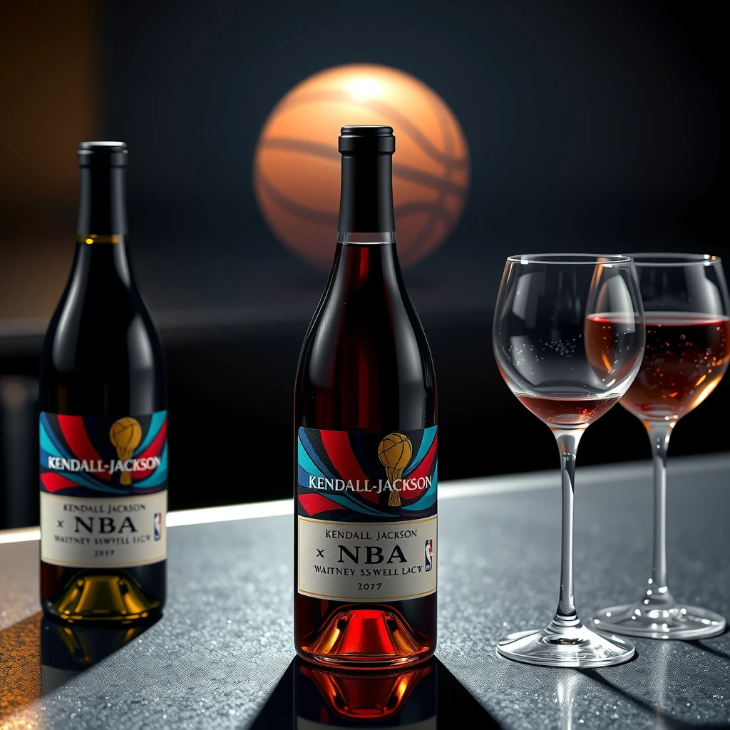 Kendall-Jackson x NBA limited edition wine bottles, showcasing collaborative artistry