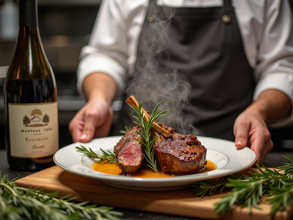 Chef with Matanzas Creek Merlot and lamb