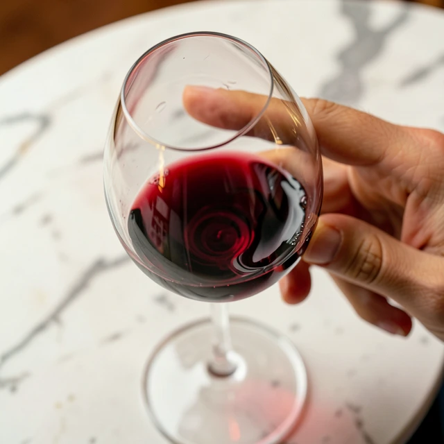 Close-up of proper wine swirling technique for beginners