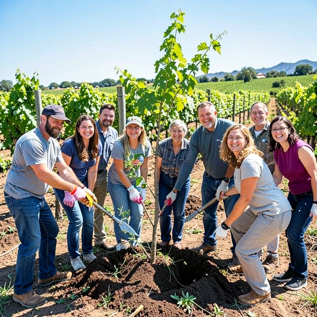 Jackson Family Wines team and community volunteers in sustainability project