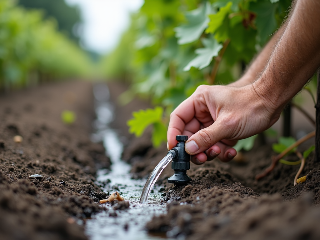 Drip irrigation in action at Jackson Family Wines