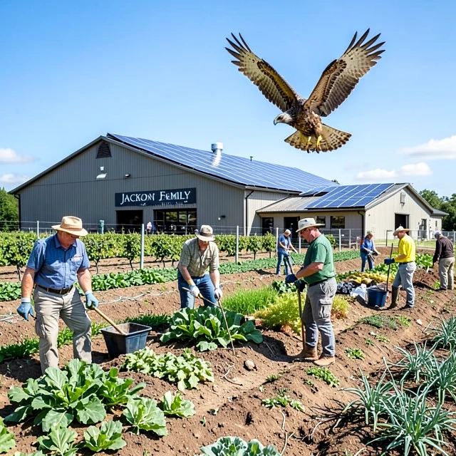 Workers implementing regenerative and sustainable practices at a Jackson Family Wines vineyard