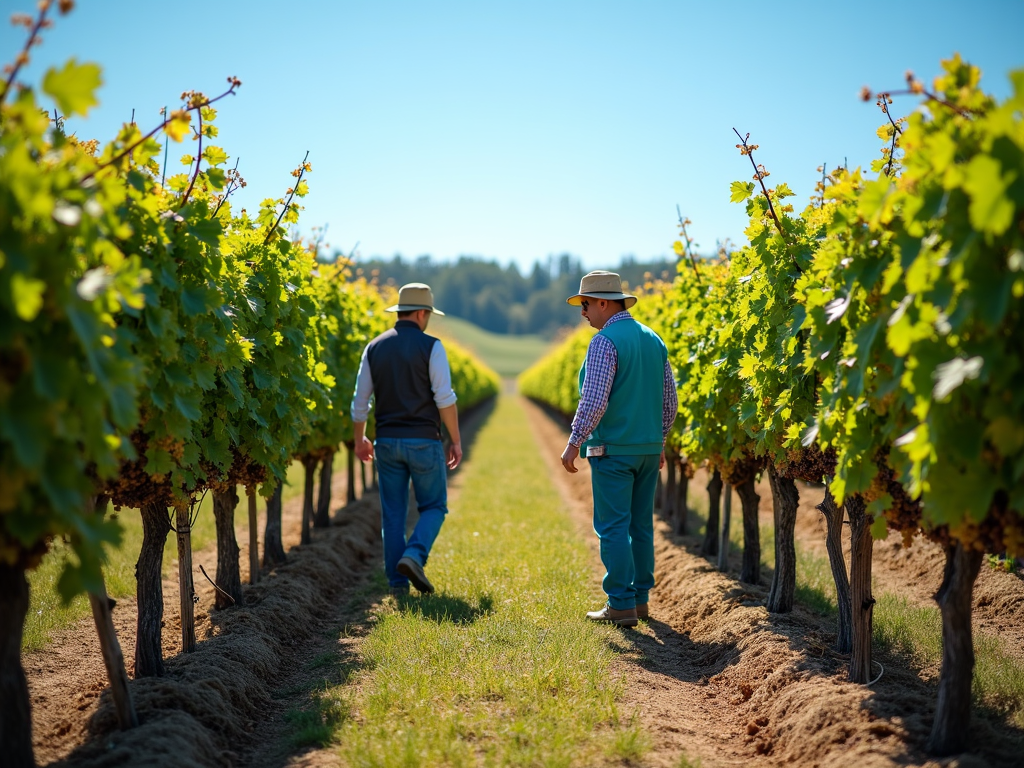 Vineyard workers harvesting grapes, highlighting the vintage year’s impact on wine quality.