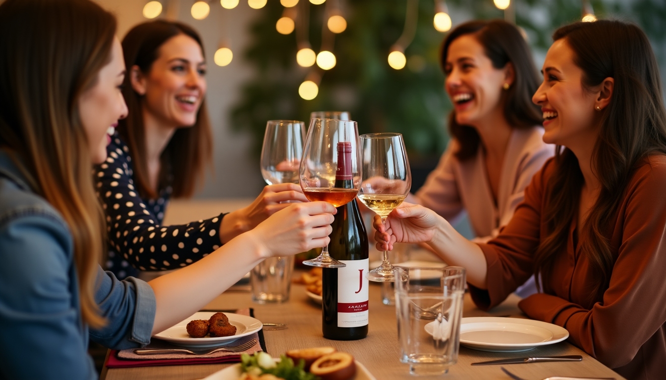 A group of friends clinking glasses filled with various Jackson Family Wines at a festive gathering.