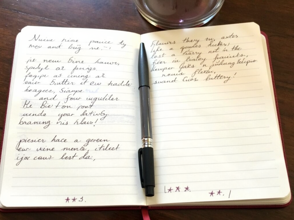 Taking notes on wine tasting