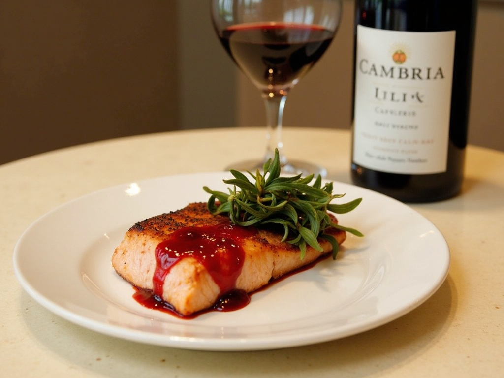 Cambria Pinot Noir paired with grilled salmon