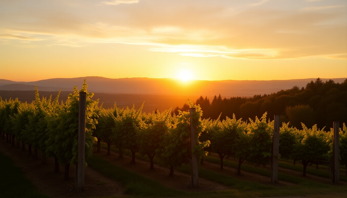 Beringer vineyard at sunset