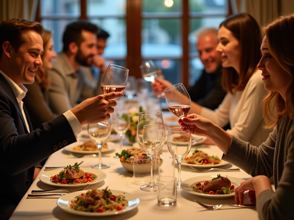 A dinner party featuring Beringer wine pairings.