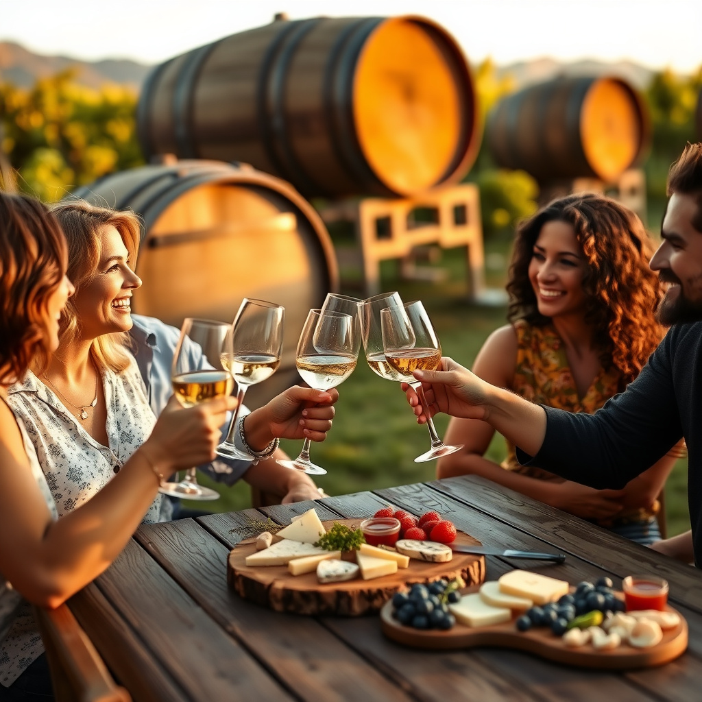 Friends enjoying wine tasting in Napa Valley